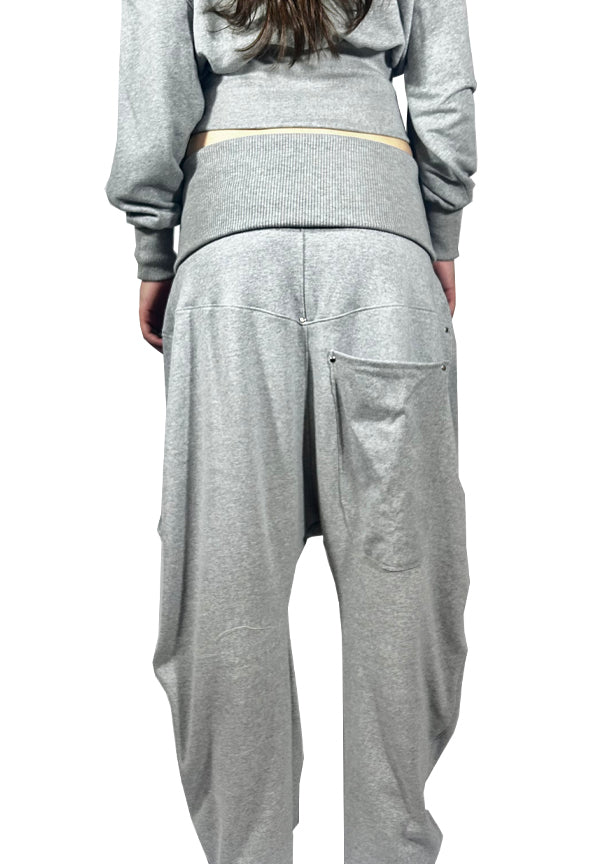 Grey Dropped Crotch Track Pant