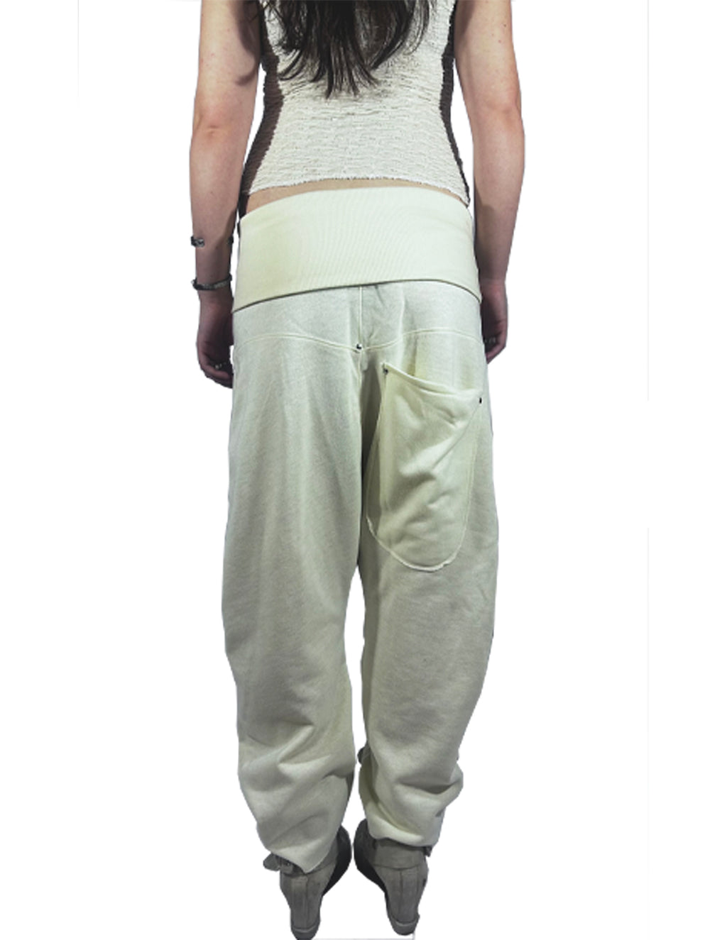 Creme Dropped Crotch Track pant