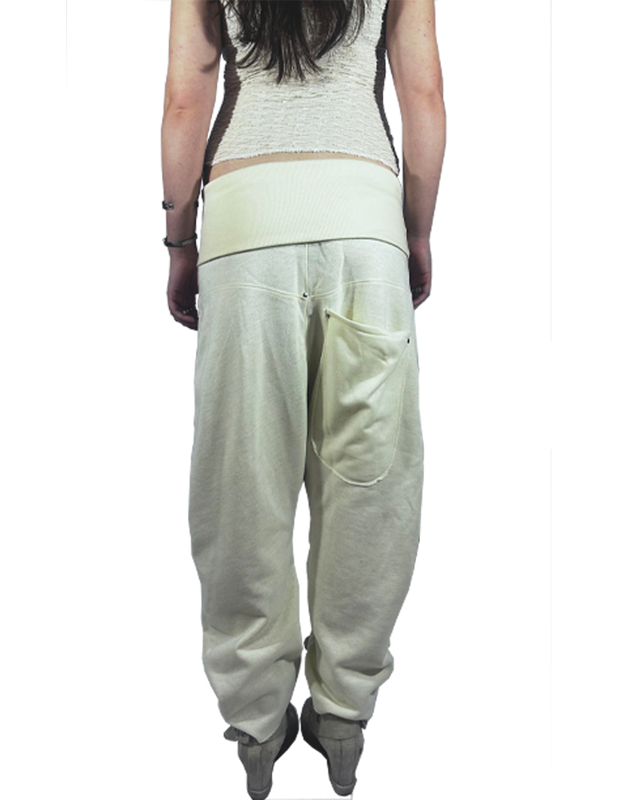 Creme Dropped Crotch Track pant