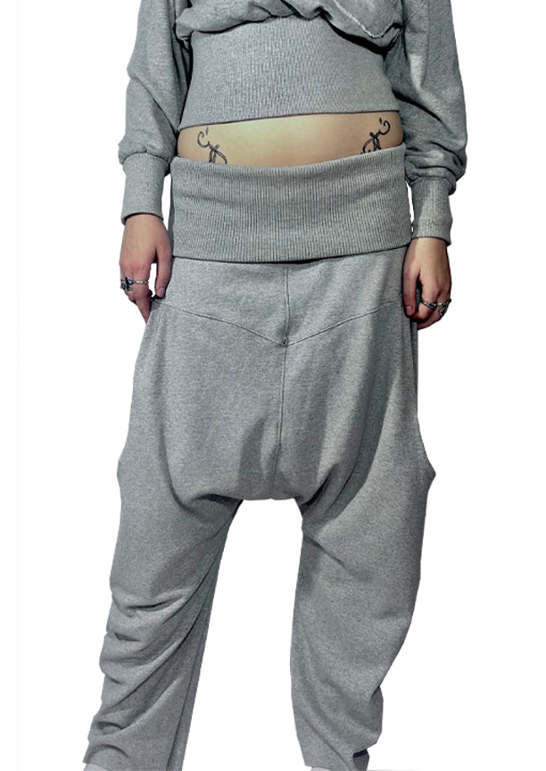 Grey Dropped Crotch Track Pant