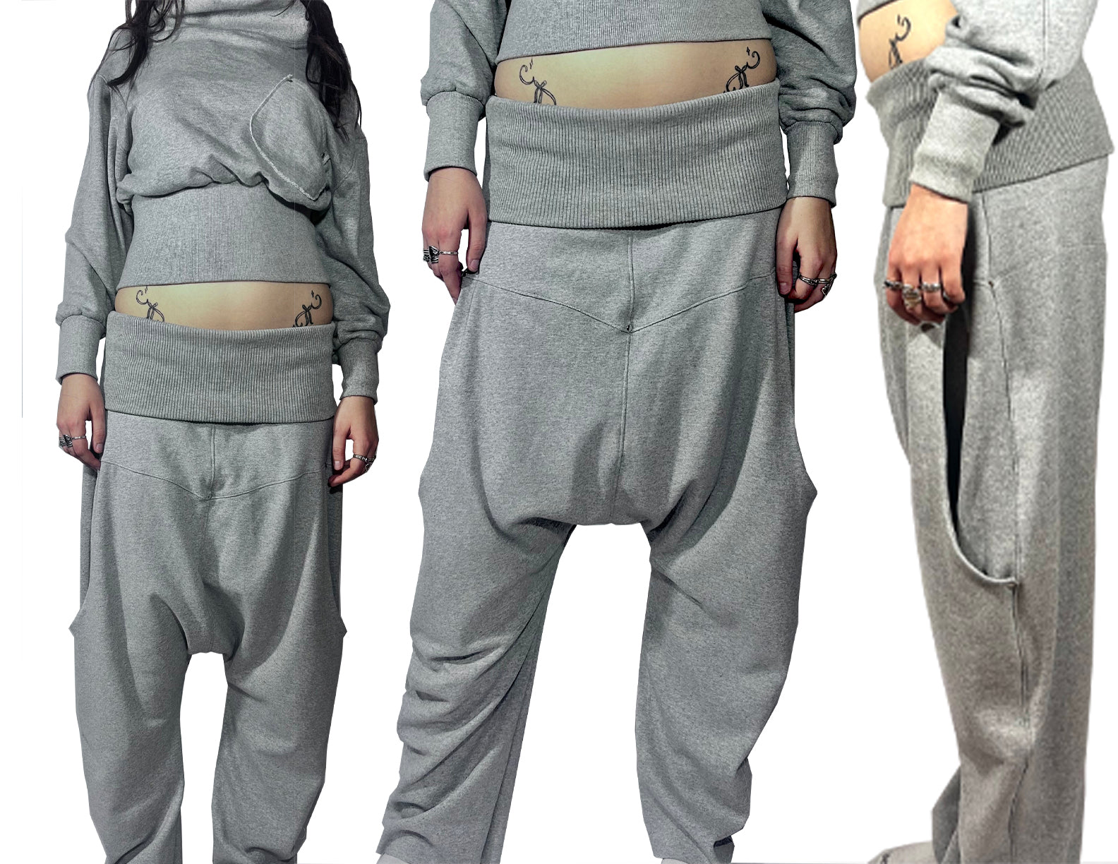 Grey Dropped Crotch Track Pant