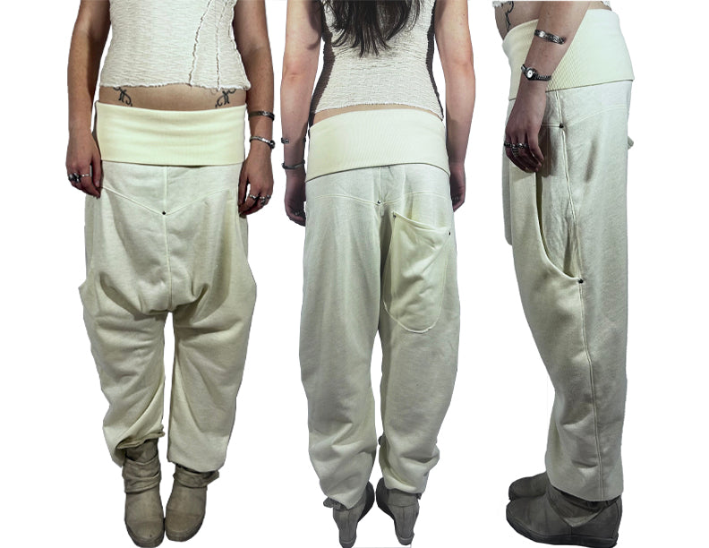 Creme Dropped Crotch Track pant